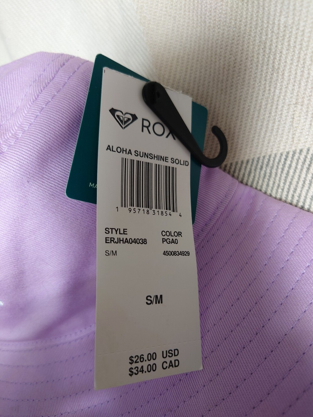 NWT Roxy Aloha Sunshine Solid purple/lilac bucket hat Sz S/M - Picture 2 of 3